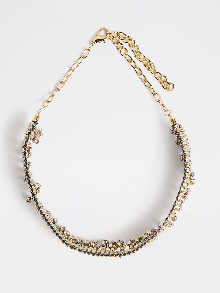 Westside Accessories Gold and Silver Beaded Choker Necklace