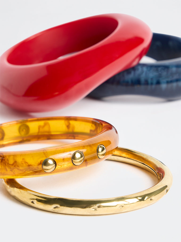 Westside Accessories Multicolour Resin and Metal Bangles - Pack of 4