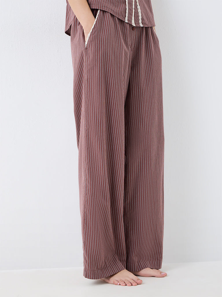 Superstar Brown Striped High-Rise Pants
