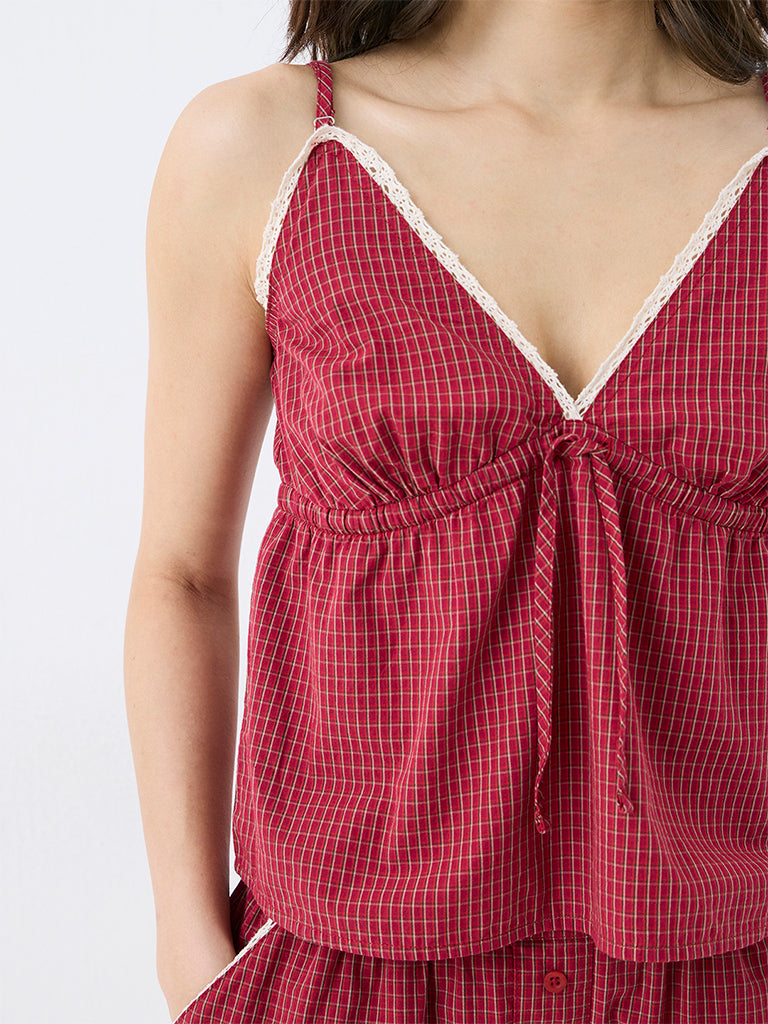 Superstar Red Checks Pattern Camisole