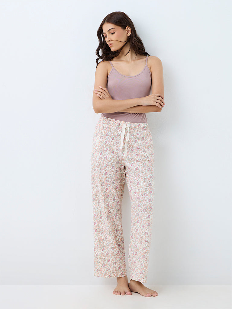 Wunderlove Multicolour Floral Printed High-Rise Cotton Pants
