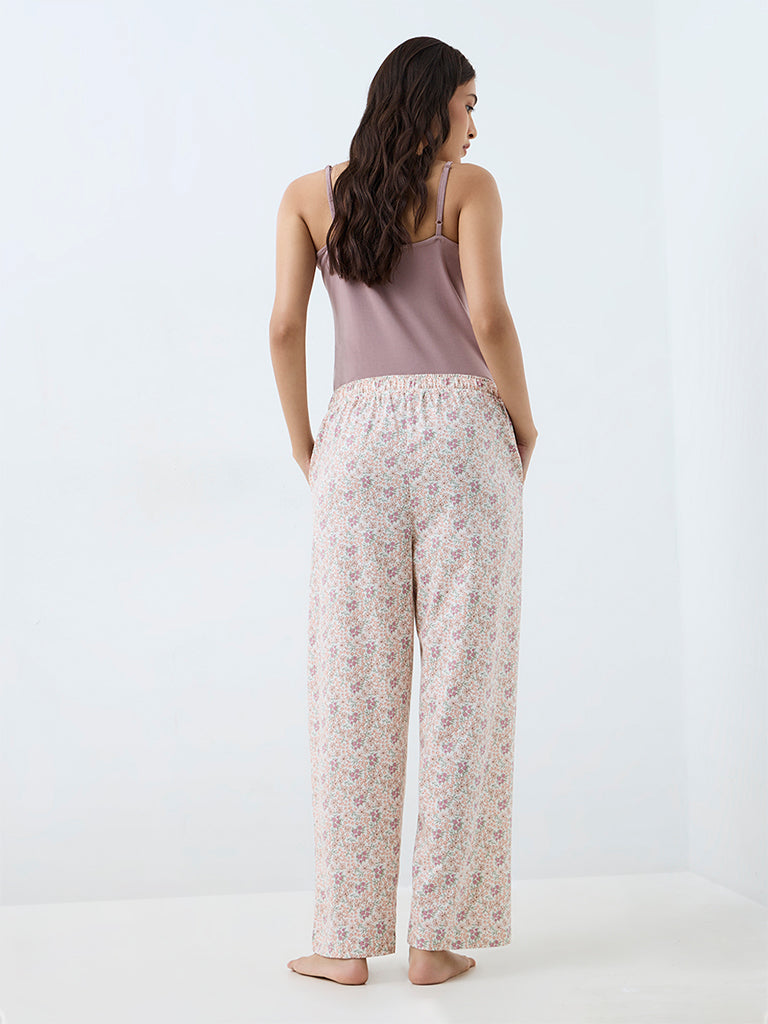 Wunderlove Multicolour Floral Printed High-Rise Cotton Pants