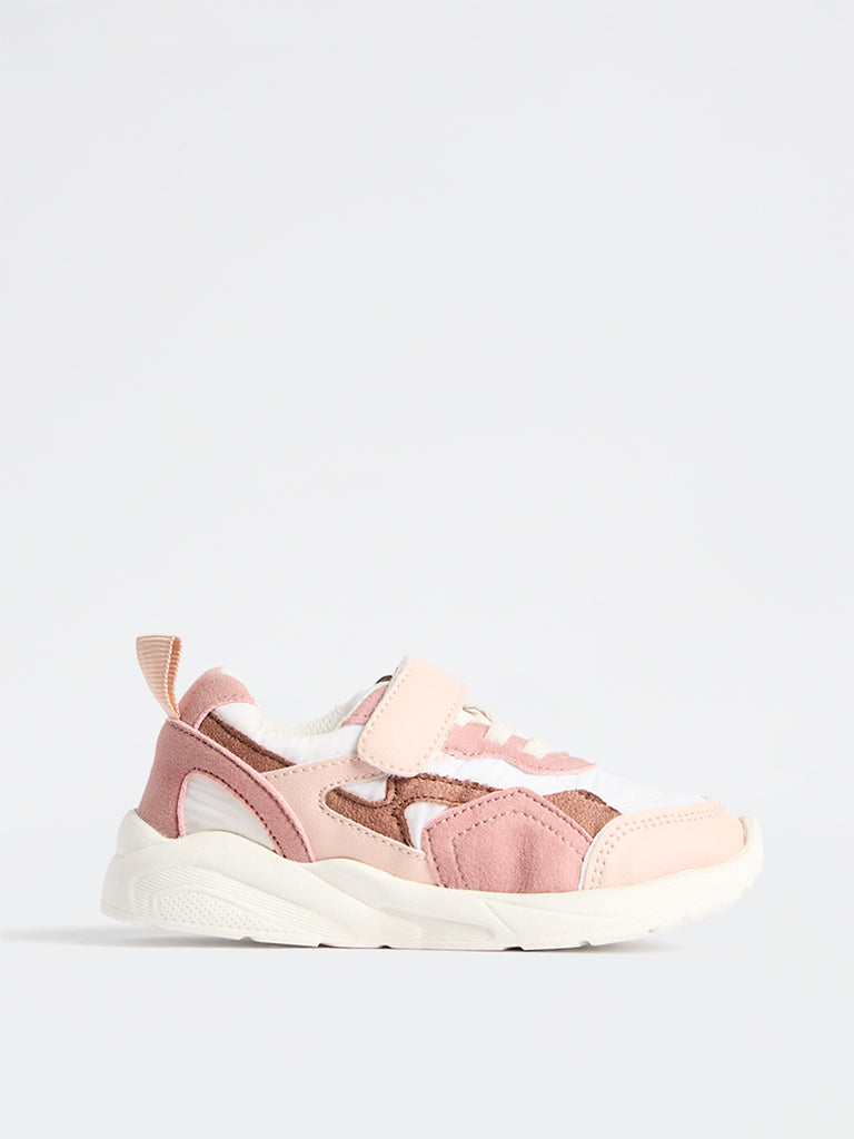 Yellow Pink Colour-Block Velcro-Strap Sneakers