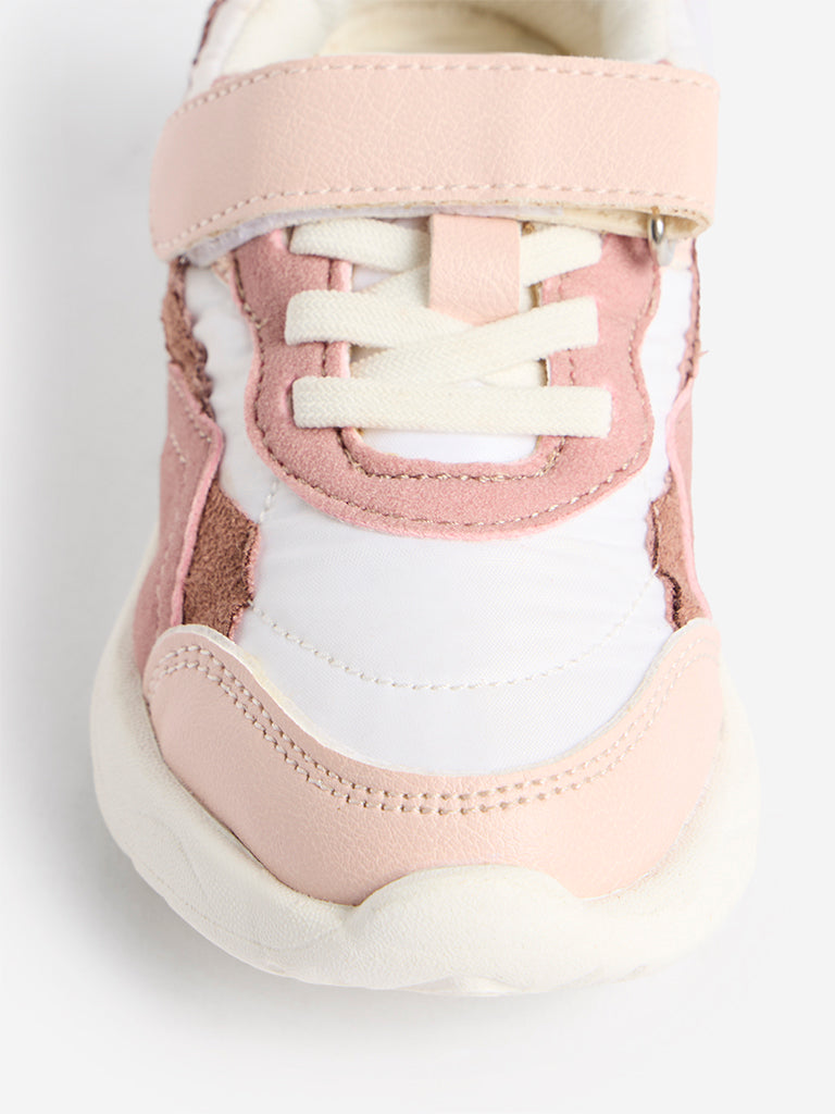 Yellow Pink Colour-Block Velcro-Strap Sneakers