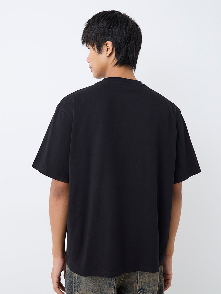 Nuon Black Patch Embroidered Relaxed-Fit T-Shirt