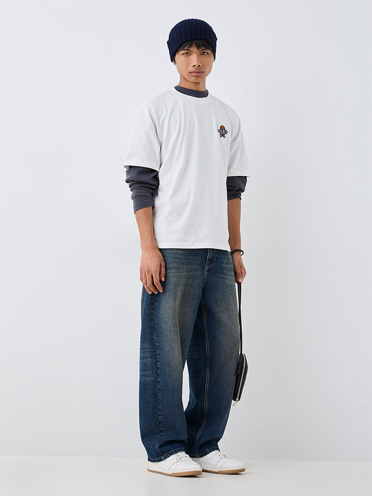 Nuon Off-White Patch Detail Relaxed-Fit T-Shirt