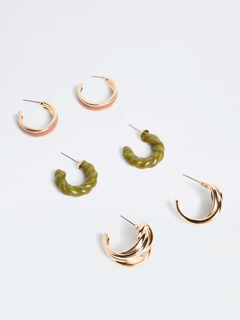 Westside Accessories Multicolour Hoop Earrings - Pack of 3