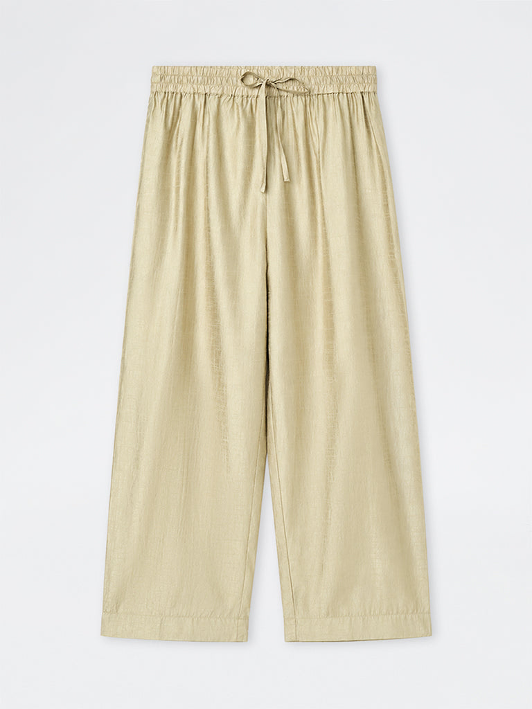 Diza Light Gold Textured Pants