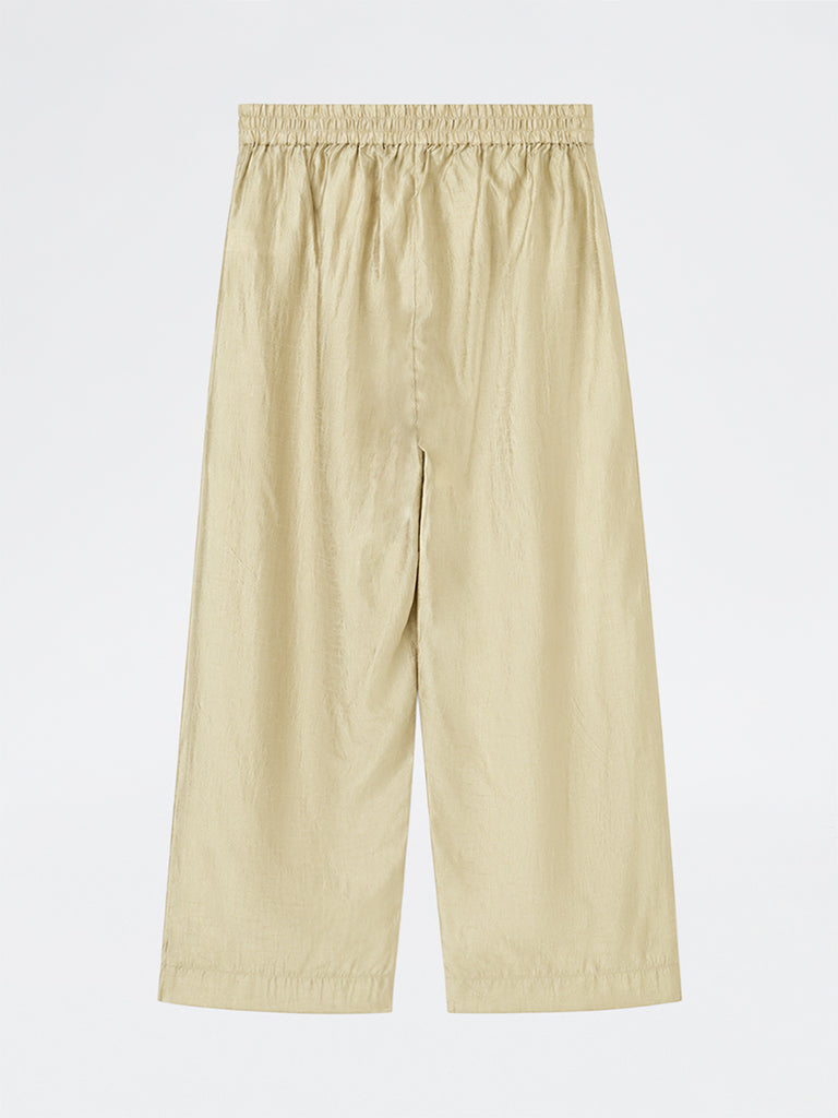Diza Light Gold Textured Pants