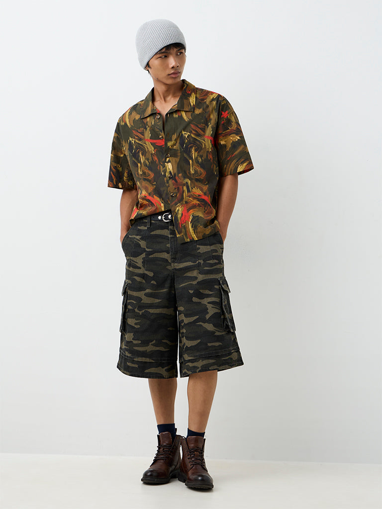 Nuon Multicolor Abstract Printed Boxy-Fit Cotton Shirt