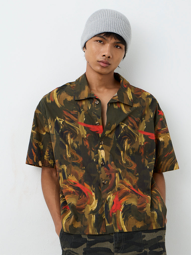 Nuon Multicolor Abstract Printed Boxy-Fit Cotton Shirt