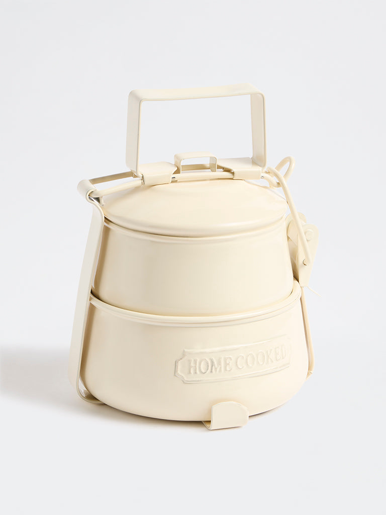Westside Home Ivory Victorian Style Two-Tier Lunch Box