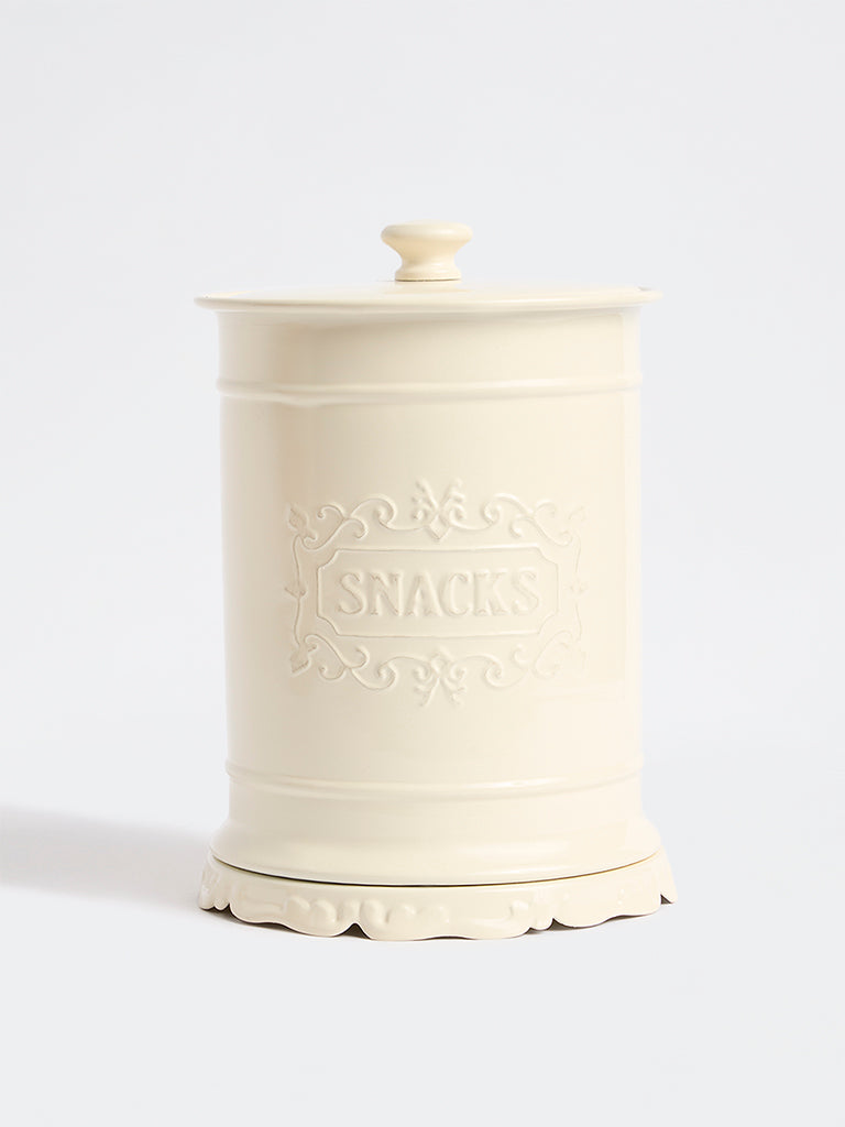 Westside Home Ivory Victorian Style Snacks Jar with Lid