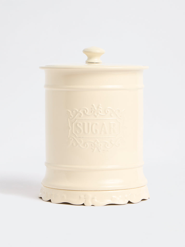Westside Home Ivory Victorian Style Sugar Jar with Lid