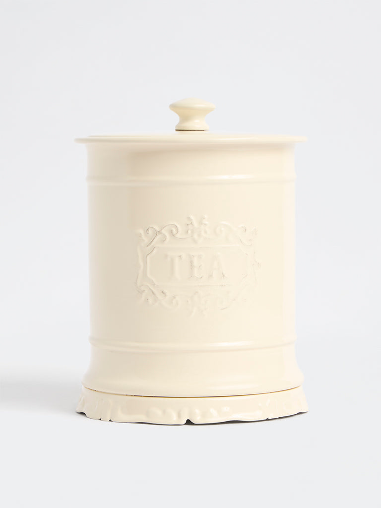 Westside Home Ivory Victorian Style Tea Jar with Lid