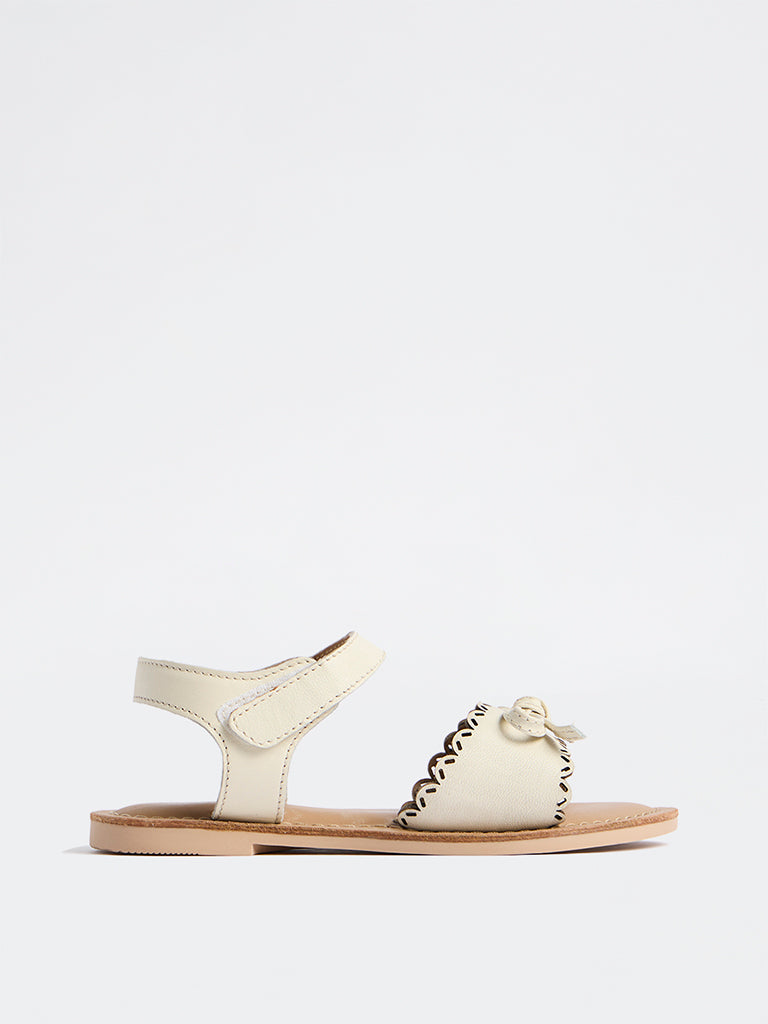 Yellow Ivory Bow-Detailed Sandals