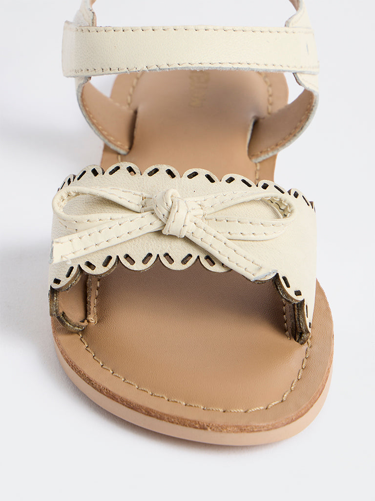 Yellow Ivory Bow-Detailed Sandals