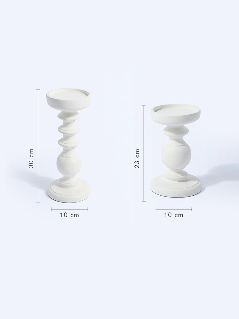 Westside Home White Sculptural Pillar Candle Stand