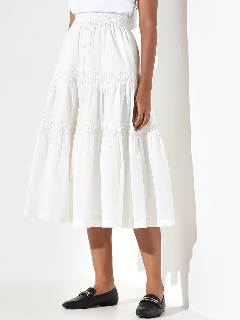 Bombay Paisley White Maxi Skirt