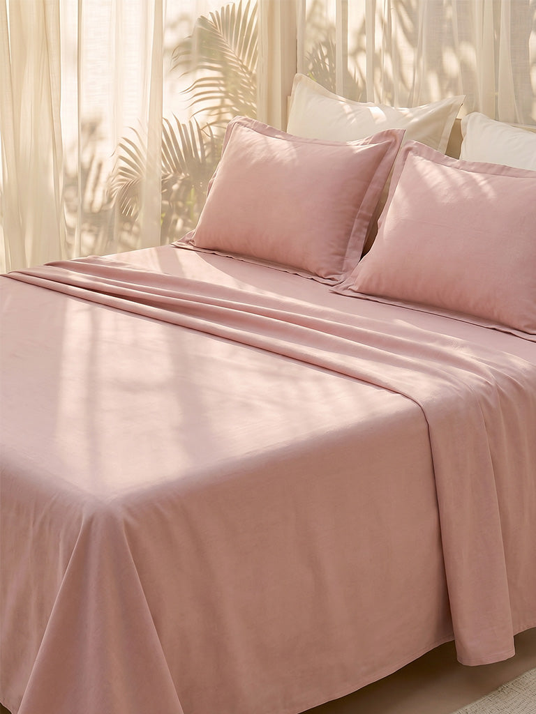 Westside Home Pink Solid Queen Bed Sheet Set