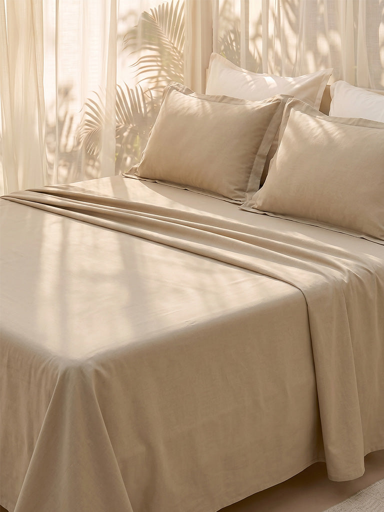 Westside Home Beige Solid King Bed Sheet Set