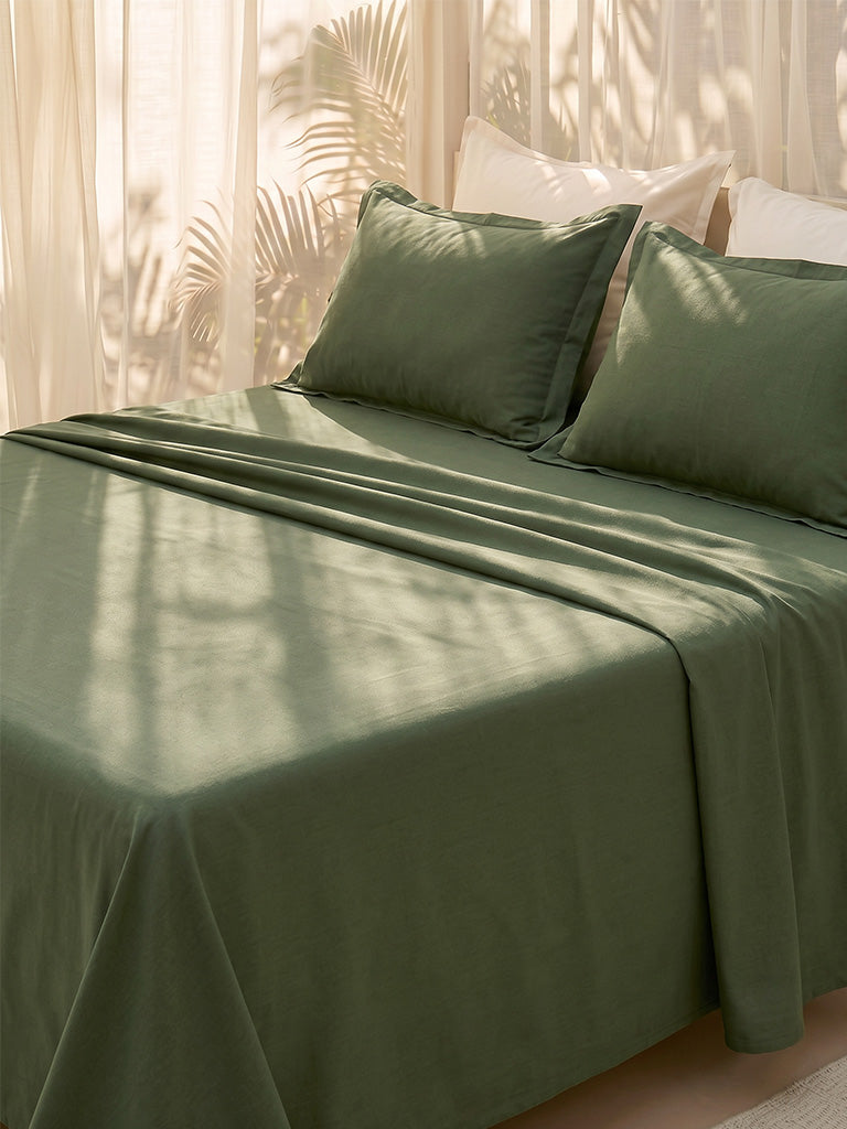 Westside Home Olive Solid Queen Bed Sheet Set