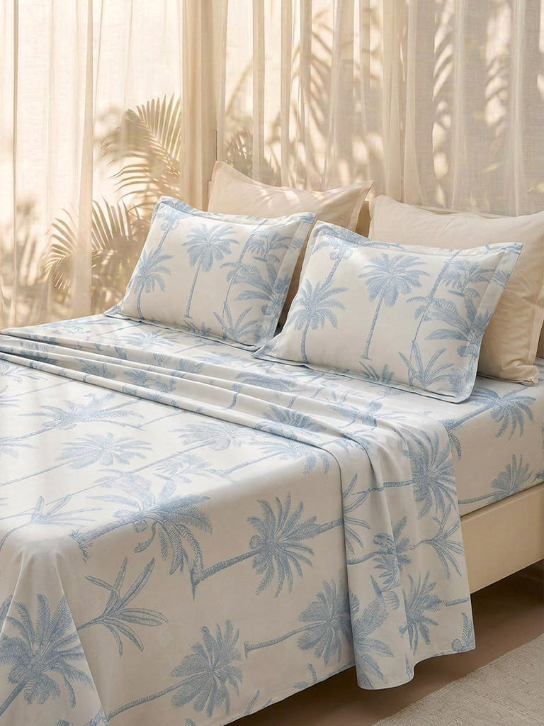 Westside Home Dusty Blue Tropical-Inspired King Bed Sheet Set