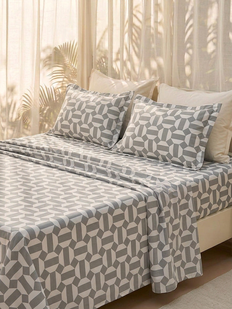 Westside Home Sage Geometric Pattern King Bed Sheet Set
