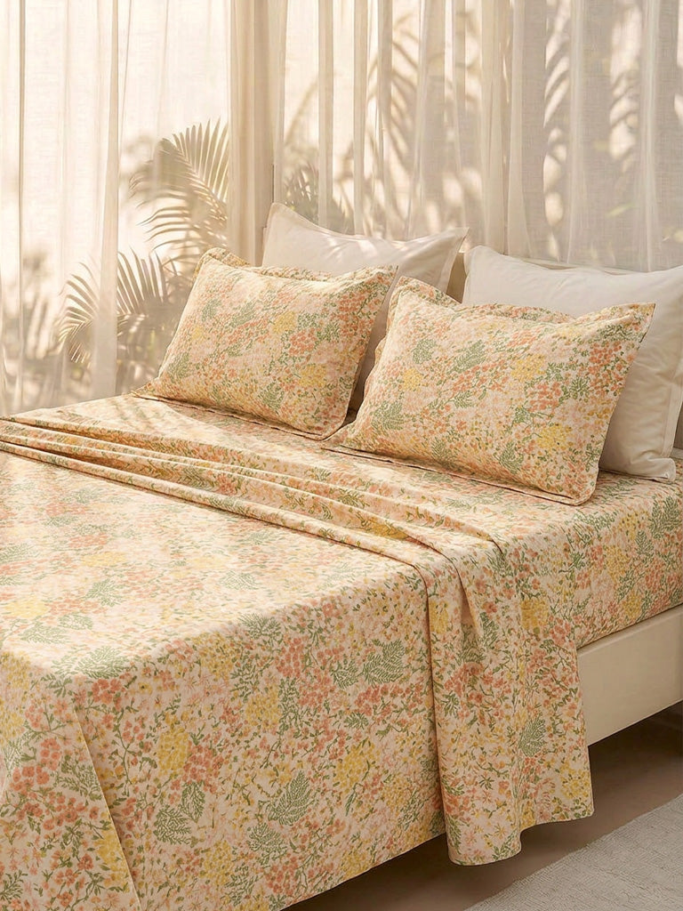 Westside Home Multicolour Floral Pattern King Bed Sheet Set