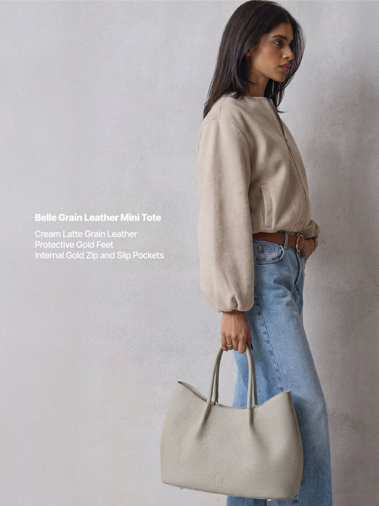 Belle Grain Leather Mini Tote