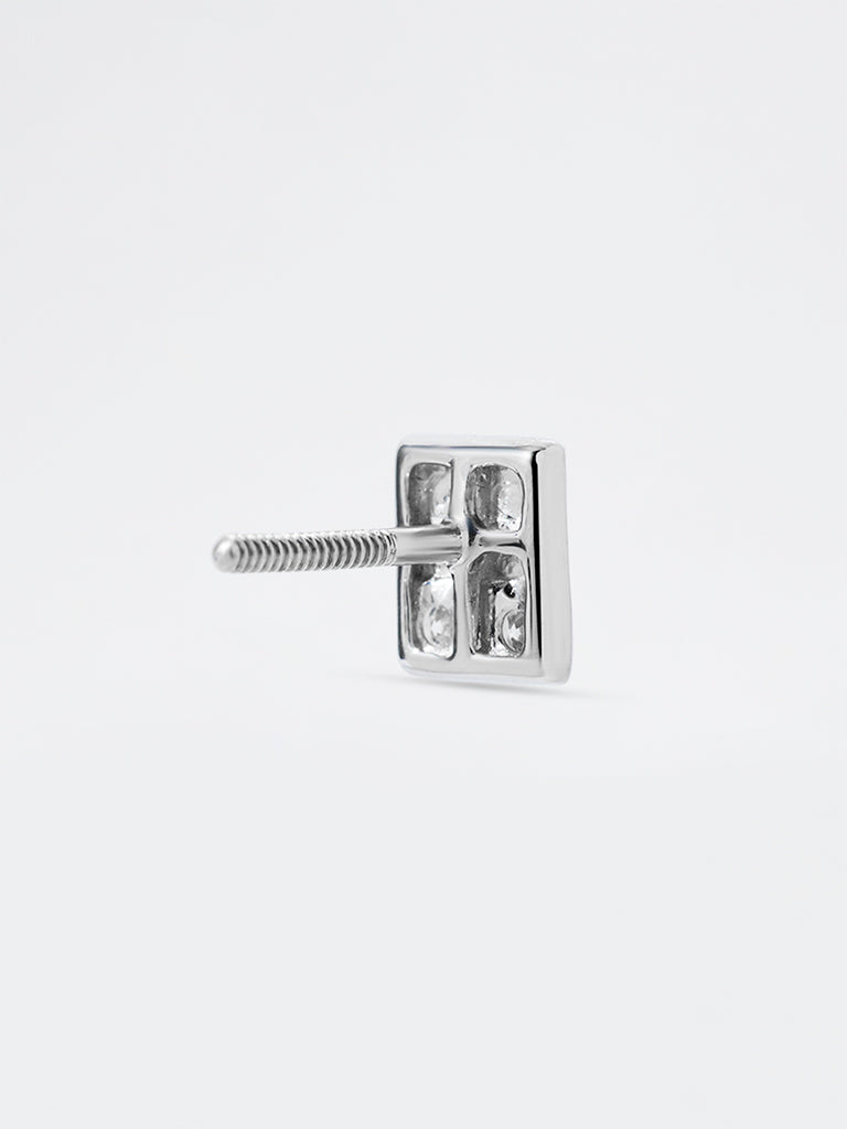 Pome Luxe Men's Dual Stone Lab Diamond Square Stud Earrings