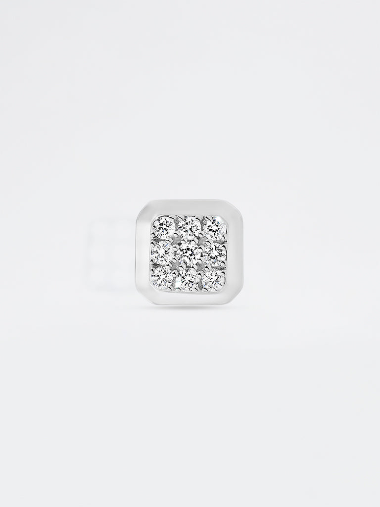Pome Luxe Men's Square Pave Lab Diamond Stud Earrings