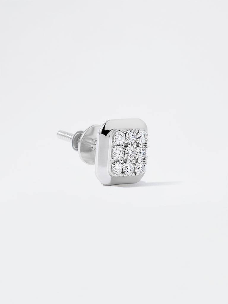 Pome Luxe Men's Square Pave Lab Diamond Stud Earrings