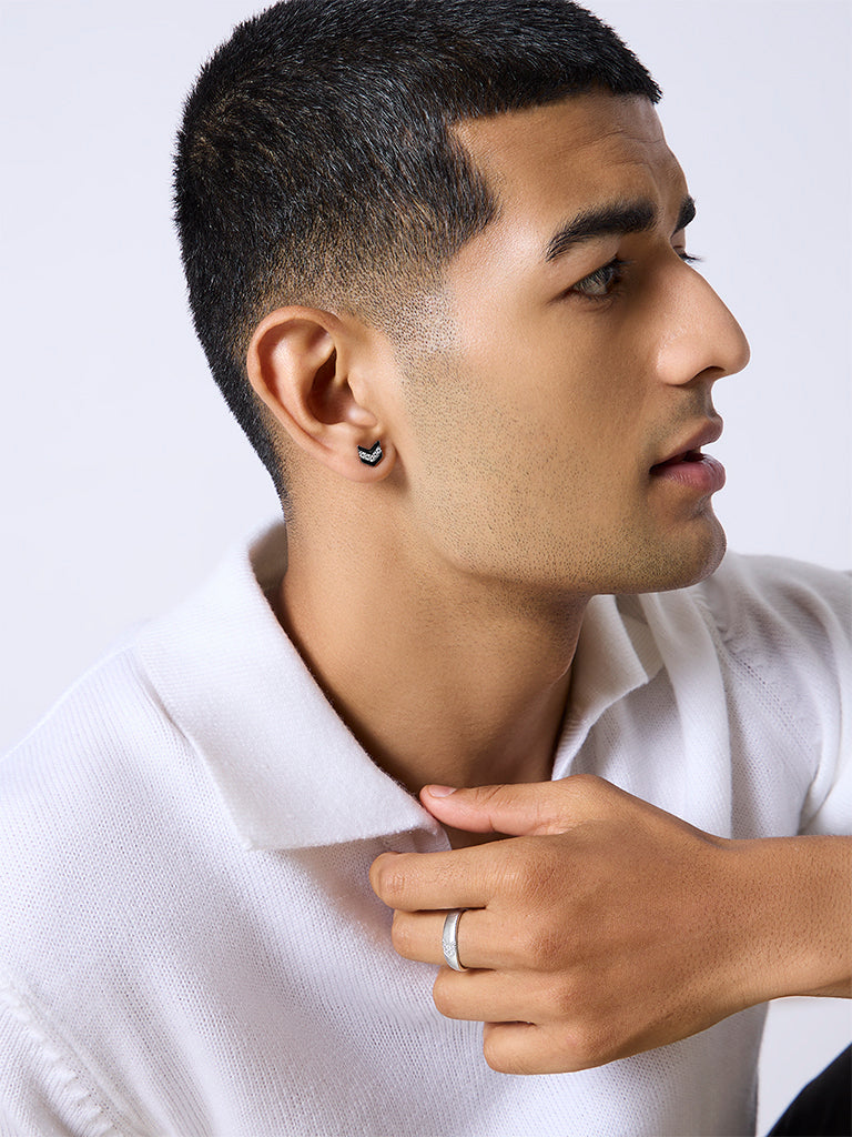 Pome Luxe Men's Arrow Lab Diamond Stud Earrings