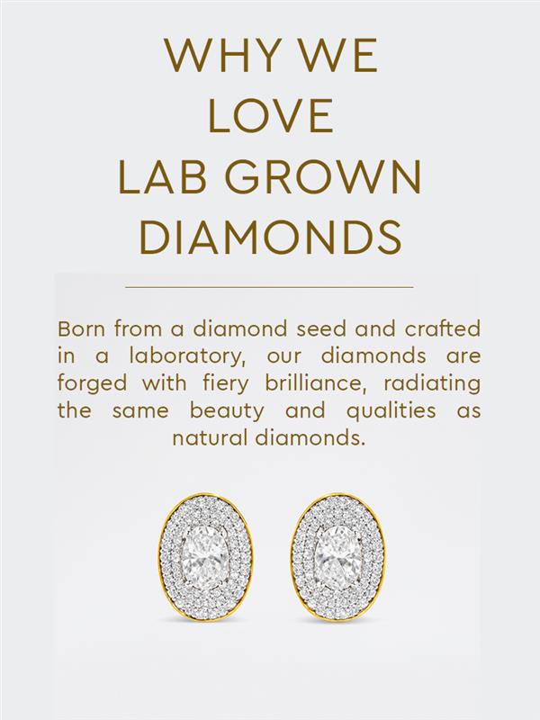 Oval Double Halo Lab Diamond Stud Earrings
