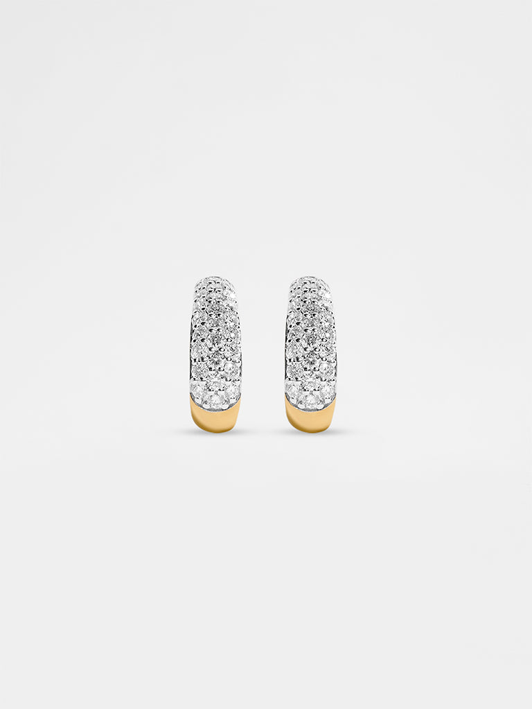 Pave Lab Diamond J Hoop Earrings
