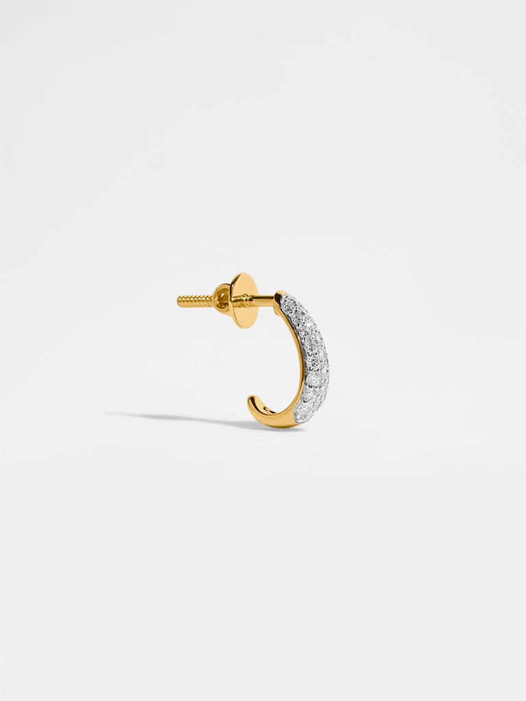 Pave Lab Diamond J Hoop Earrings