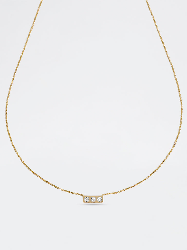 3 Stone Bezel Lab Diamond Necklace