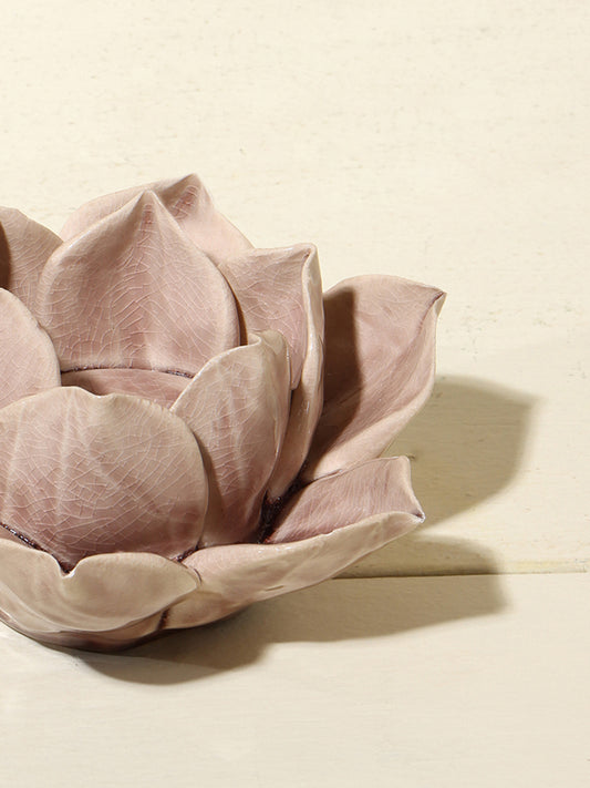 Westside Home Soft Pink Ceramic Lotus Tea-Light Candle Holder