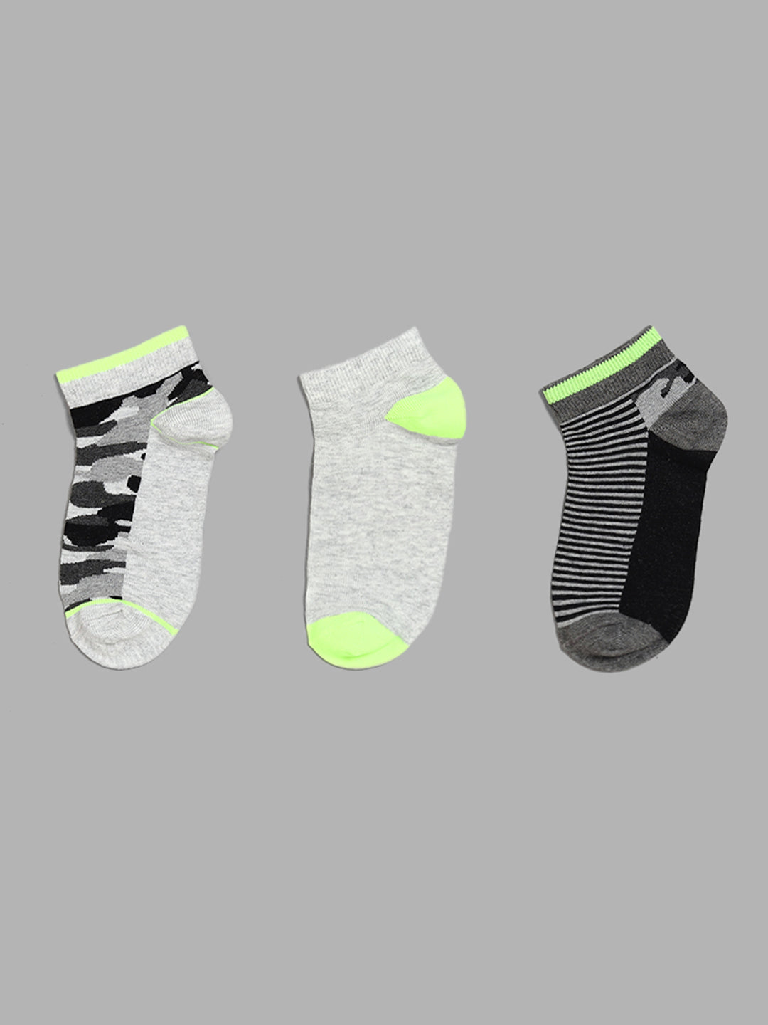 Y&F Kids Neon Camo Multicolor Assorted Socks - Pack of 3