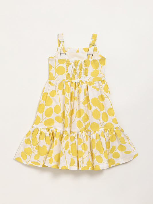 Utsa Kids Yellow Tiered Dress