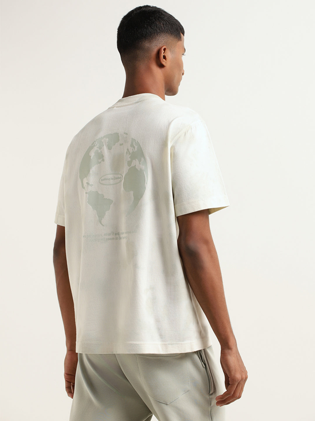 Studiofit Off-White Printed Cotton Relaxed-Fit T-Shirt