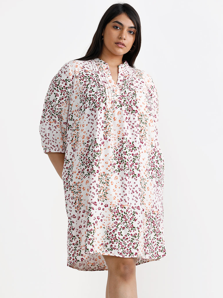 Gia Curves White Floral-Patterned Dress