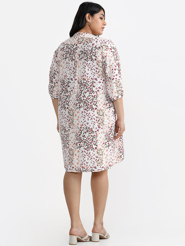 Gia Curves White Floral-Patterned Dress