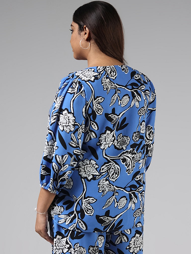 Gia Blue Floral Printed Shirt