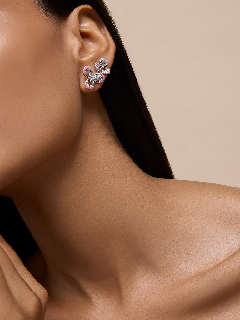 Westside X Pome Pink Floral Set Lab Diamond Earrings