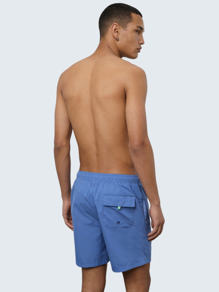 WES Casuals Blue Relaxed-Fit Mid-Rise Swimwear Shorts