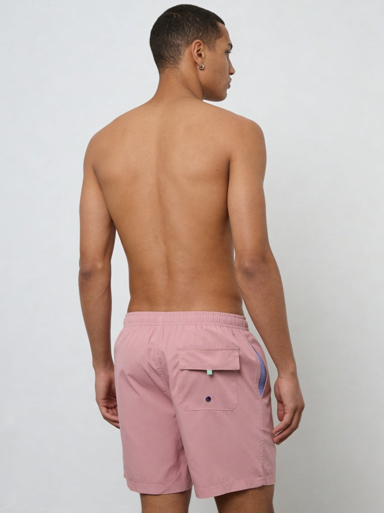 WES Casuals Pink Relaxed-Fit Mid-Rise Swimwear Shorts