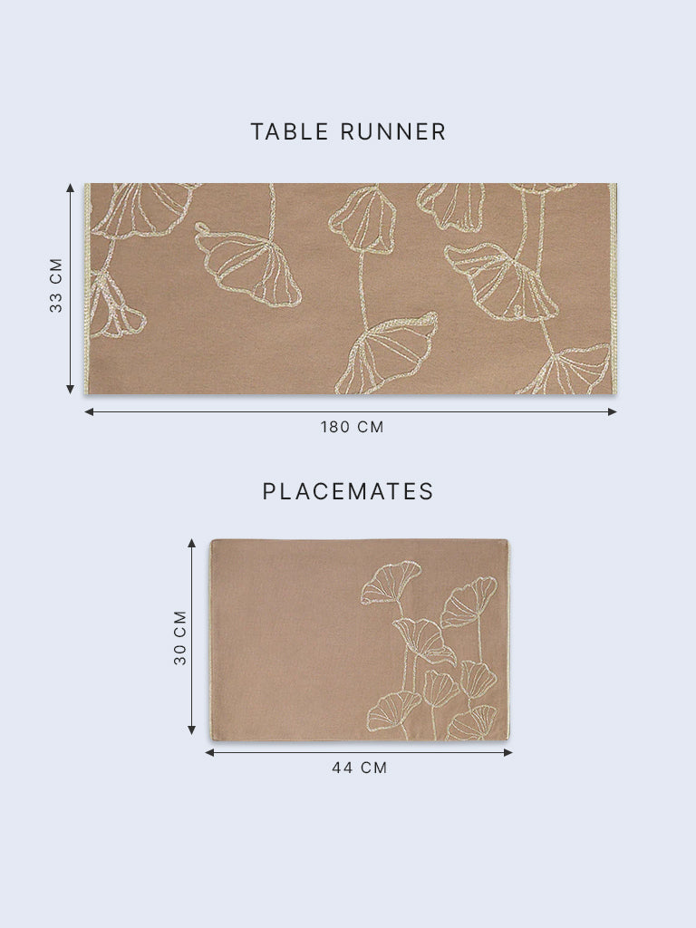 Westside Home Gold Floral Embroidered Placemats (Set of 4)