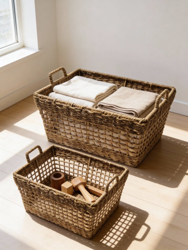Westside Home Brown Open Weave Baskets (Set of 2)